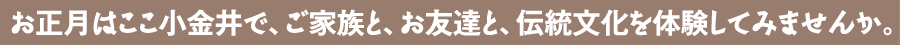 お正月はここ小金井で、ご家族と、お友達と、伝統文化を体験してみませんか。